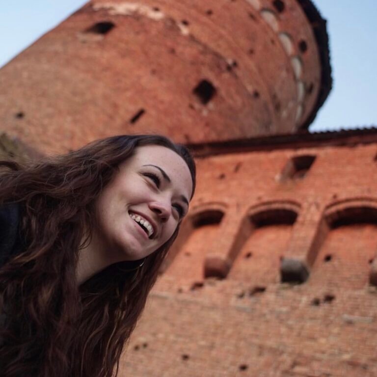 Kris Williams at a historic brick fortress