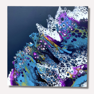 Original 18 X 18 Inch Acrylic Painting - Black, White, Teal, Magenta and Yellow