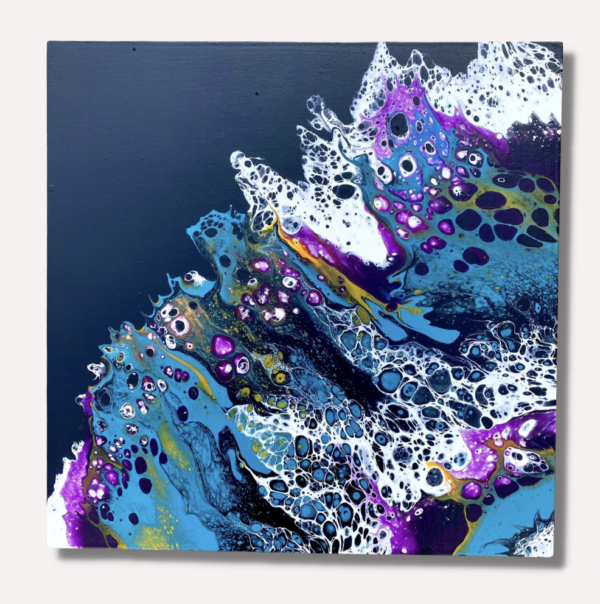 Original 18 X 18 Inch Acrylic Painting - Black, White, Teal, Magenta and Yellow